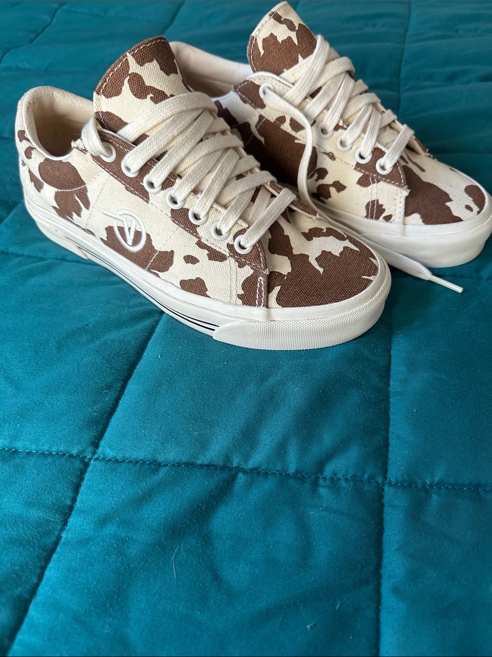 Vans Brown and Cream Cow Print Sneakers